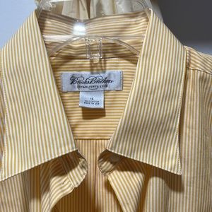 NWOT Brooks Brothers Size 16 Cotton Yellow & White Striped Button Down Shirt
